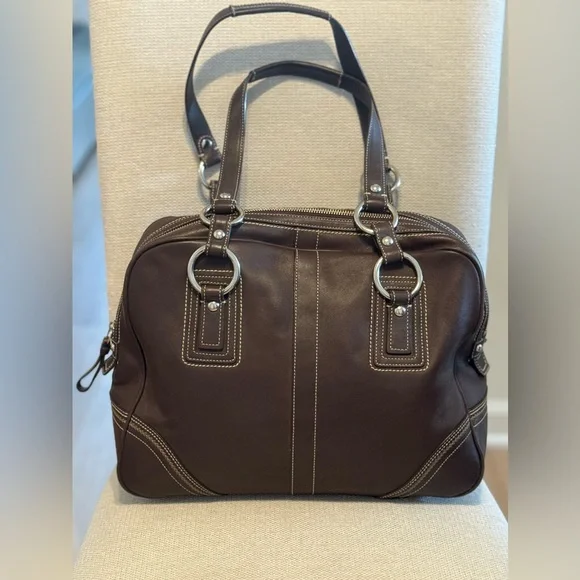 Coach Vintage Brown Leather Soho Satchel Purse with Dust Bag F10581